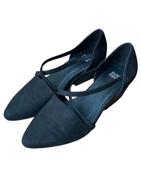 Eileen Fisher Poet black suede criss cross strappy point toe pumps size 8